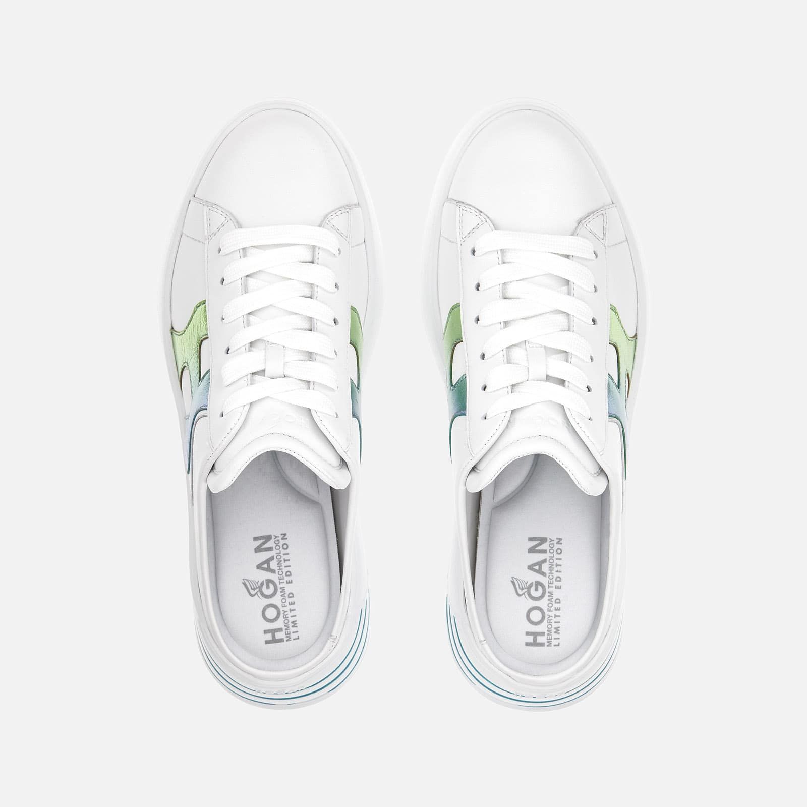 Hogan Rebel - Mules White / Blue / Green | 526731DRA